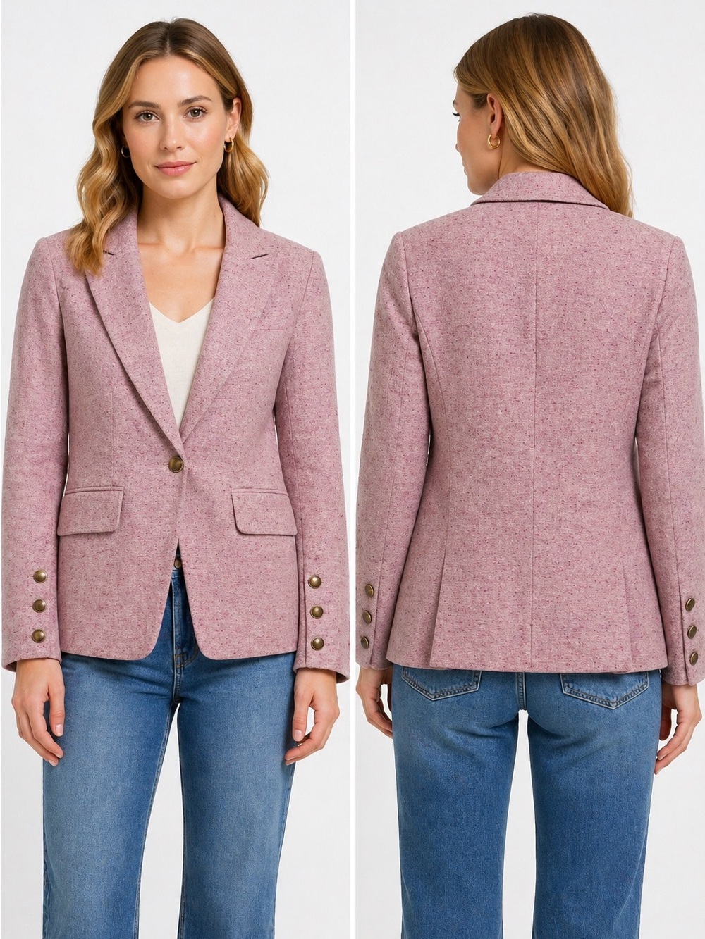 Veronica Beard Steele Heather pink single button Dickey jacket